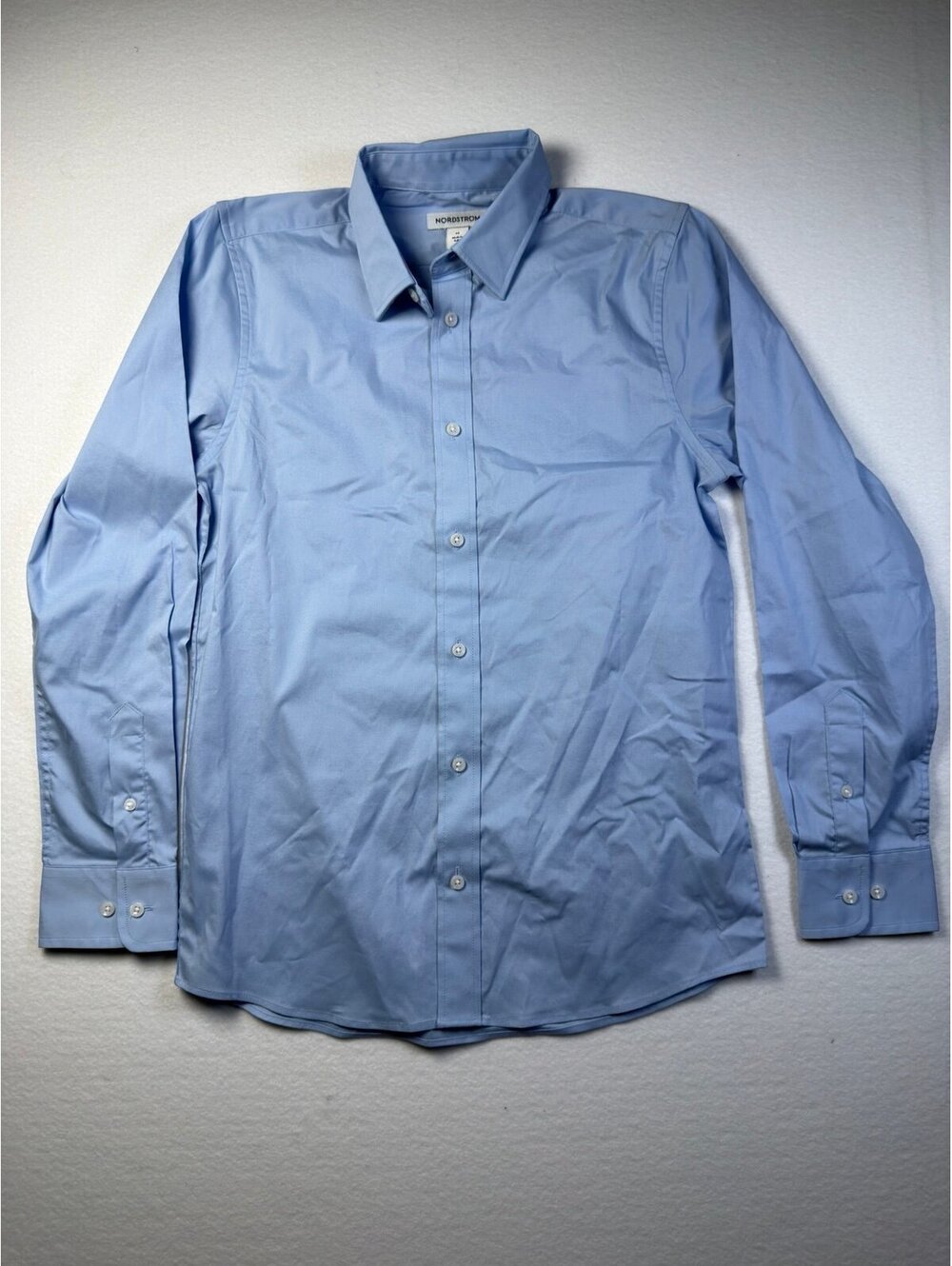 Blue Button Up Shirt Women’s Size 14 Nordstrom Stretch Cotton Career Office Blou